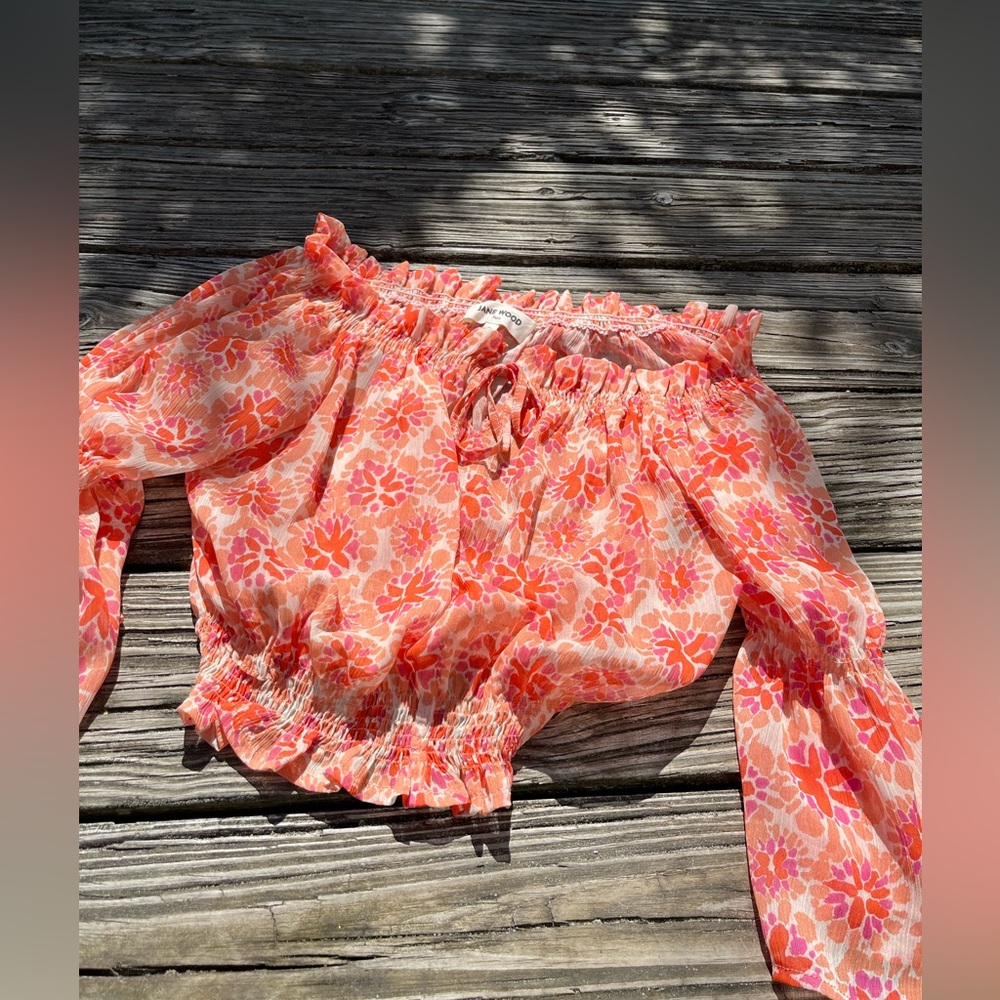 JANE  WOOD  sz sm/med PARIS, off the shoulder floral